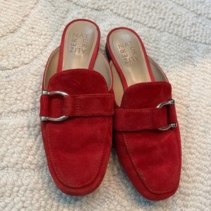 Women’s red suede mules